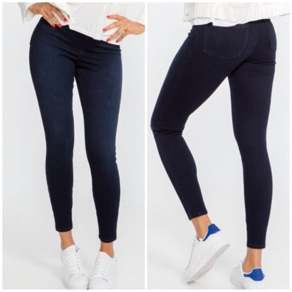 Spanx Skinny Sculptured Jeans Pull On Size L Dark Navy